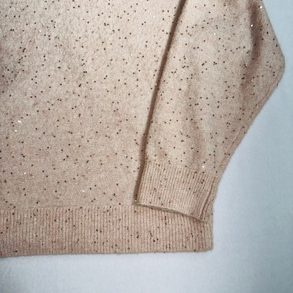 H & M Women's Knit Sweaters Size Large Pink and Gold Sequin Crewneck Pullover - Picture 6 of 13